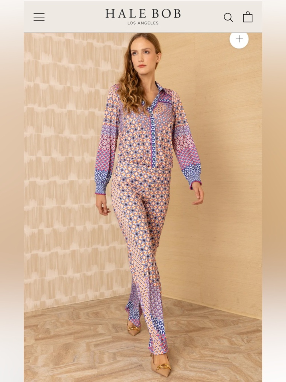 Hale Bob Peach & Lavender Printed Straight-Leg pant - Picture 2 of 4